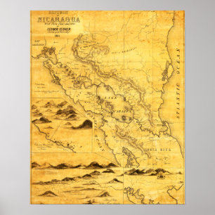 Poster NicaraguaCarte panoramiqueNicaragua