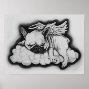 Poster "Nice" - dessin d'ange de bouledogue français