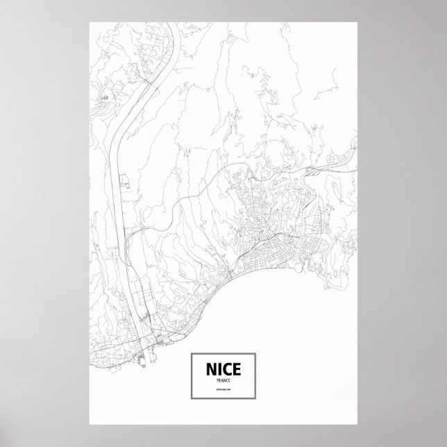 Poster Nice, France (noir sur blanc) (Devant)