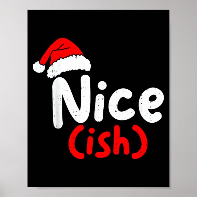 Poster Nice (ish) Naughty Angel Funny Christmas List Fami (Devant)