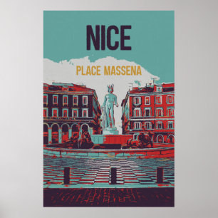 Poster Nice Massena Carré illustration France