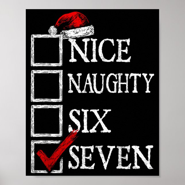 Poster Nice Naughty 67 Christmas Funny Meme Six Seven  (Devant)