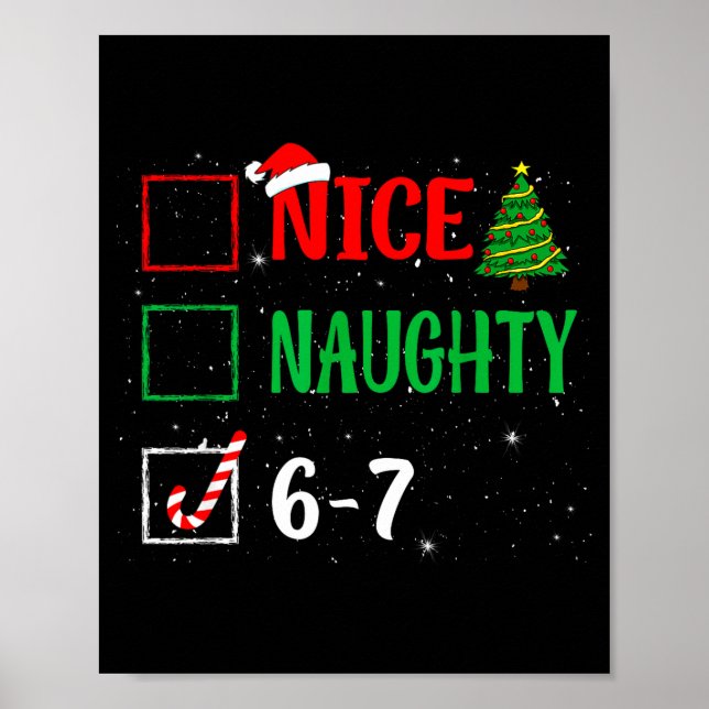 Poster Nice Naughty 67 Funny Christmas Brainrot Six Seven (Devant)