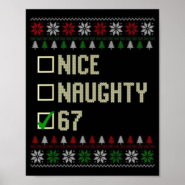 Poster Nice Naughty 67 Funny Ugly Sweater Slang Brainrot  (Devant)