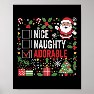 Poster Nice Naughty Adorable Funny Noël Père Noël