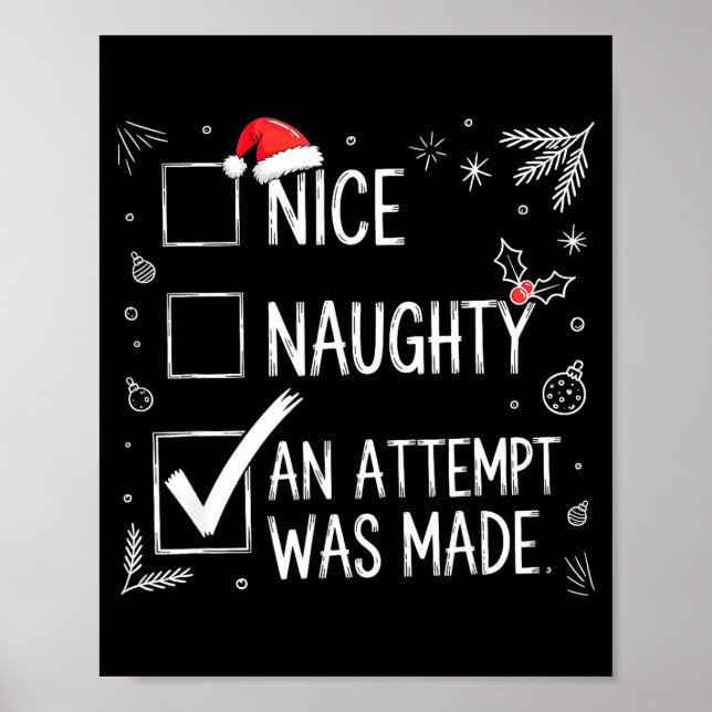 Poster Nice Naughty An Attempt Was Made Christmas List  (Devant)