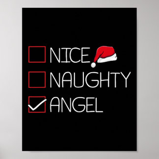 Poster Nice Naughty Angel Noël Pyjama Drôle Humour X-