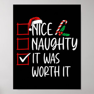 Poster Nice Naughty C'Était Véritable C'Était Noël Liste 