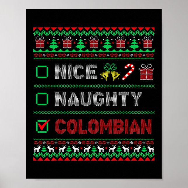 Poster Nice Naughty Colombian Christmas Checklist Colombi (Devant)