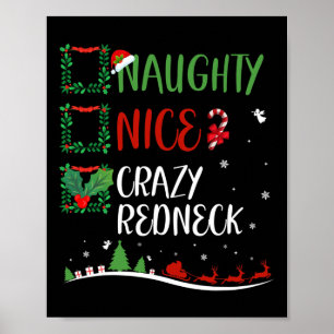 Poster Nice Naughty Crazy Redneck Noël Matching Sant