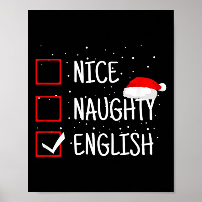 Poster Nice Naughty English Christmas Checklist Funny Eng (Devant)
