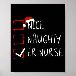 Poster Nice Naughty Er Nurse Liste de Noël Père Noël X