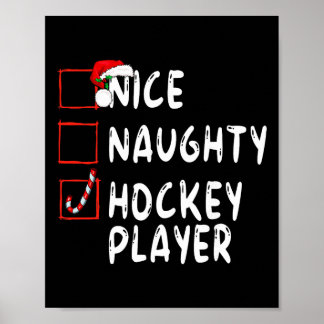 Poster Nice Naughty Hockey Player Christmas Santa Claus 