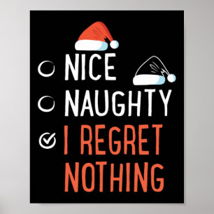 Poster Nice Naughty I Regret Nothing Père Noël Liste de  
