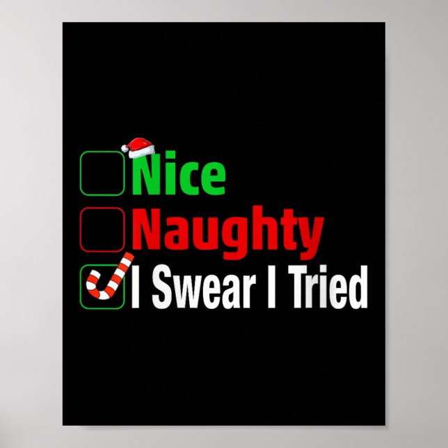 Poster Nice Naughty I Swear I Tried Funny Christmas V-nec (Devant)