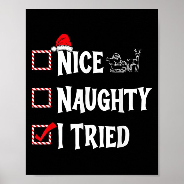 Poster Nice Naughty - I Tried Christmas List  (Devant)
