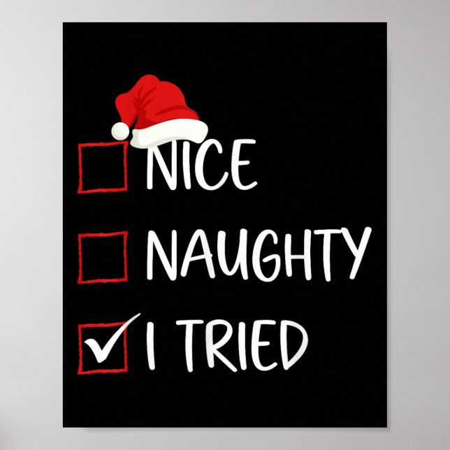 Poster Nice Naughty I Tried Christmas List Family Santa C (Devant)
