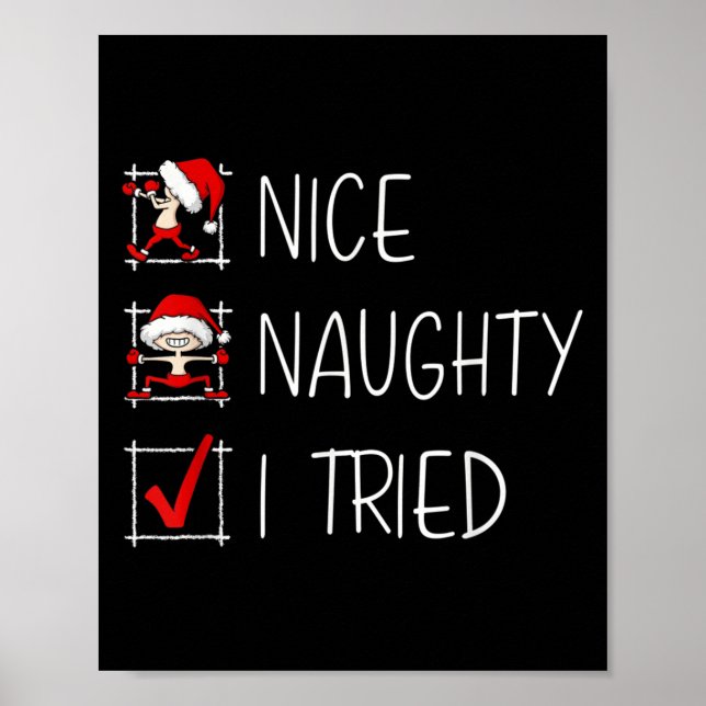Poster Nice Naughty I Tried Christmas List Funny Family X (Devant)