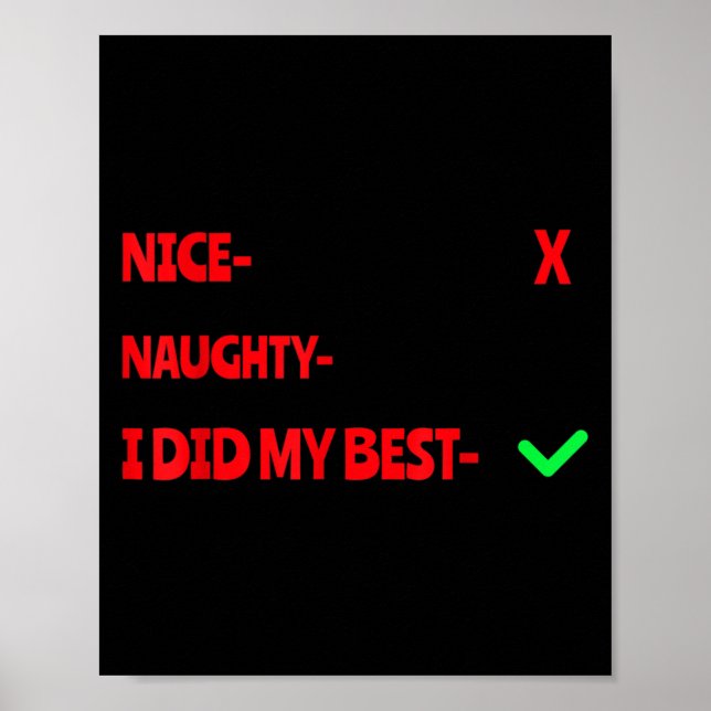 Poster Nice Naughty I Tried Funny Christmas Matching  (Devant)