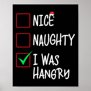 Poster Nice Naughty I Was Hangry Christmas List Père Noël