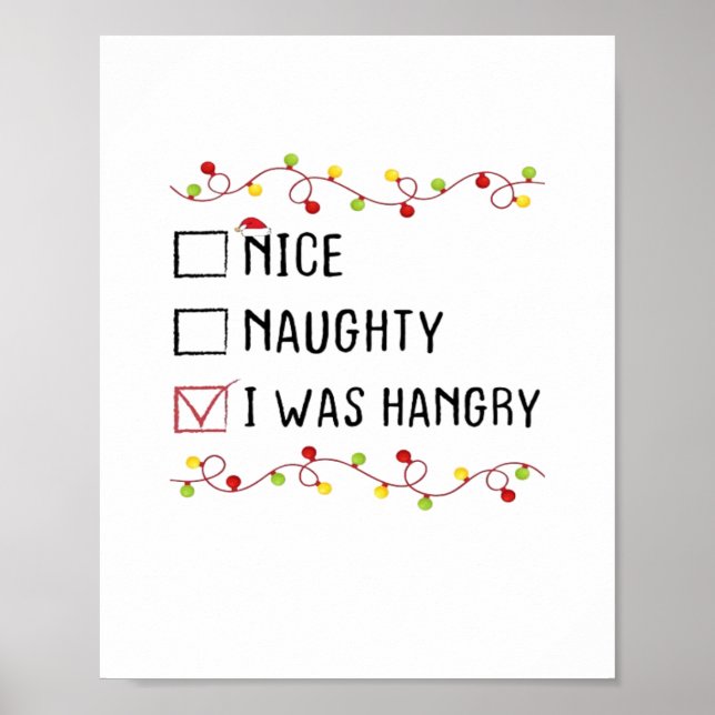 Poster Nice Naughty I Was Hangry List Christmas  (Devant)