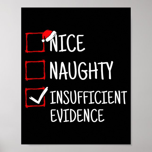 Poster Nice Naughty Insufficient Evidence Funny Christmas (Devant)