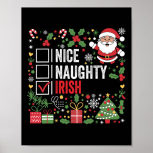 Poster Nice Naughty Irish Noël Santa Claus Irlande