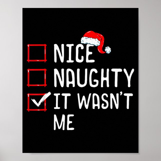 Poster Nice Naughty It Wasn't Me Christmas List  (Devant)