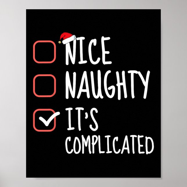 Poster Nice Naughty It's Complicated Christmas List Santa (Devant)
