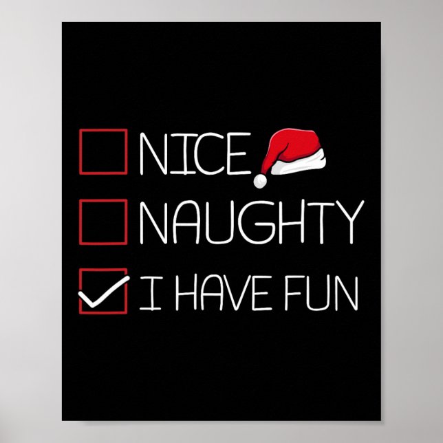 Poster Nice Naughty J'Ai Amusant Pajama de Noël Funny X-m (Devant)