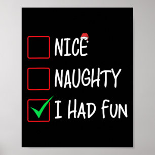 Poster Nice Naughty J'Ai Amusé Noël Liste Père Noël