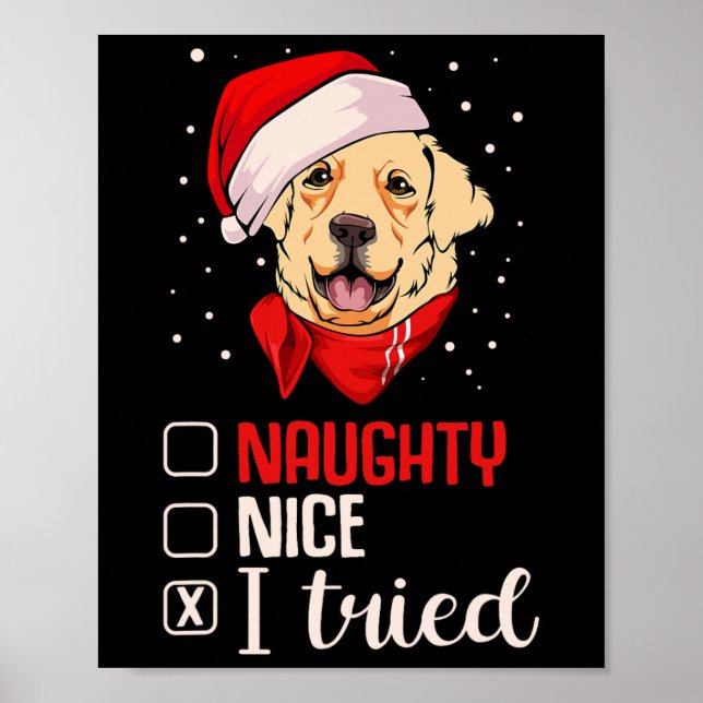 Poster Nice Naughty J'Ai Essayé Golden Retriever Noël Pa (Devant)