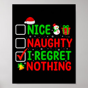 Poster Nice Naughty Je Regrette Rien Drôle Noël Famille M