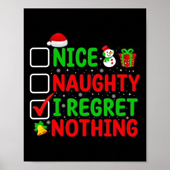 Poster Nice Naughty Je Regrette Rien Drôle Noël Famille M (Devant)