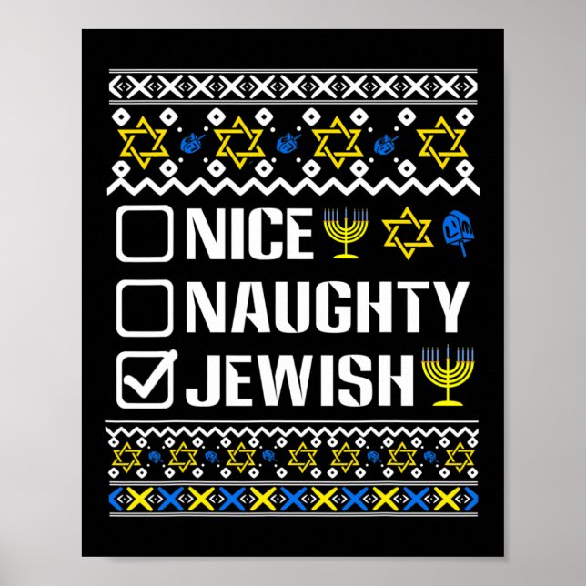 Poster Nice Naughty Jewish Hanoukka Chanukah Juive Sweat (Devant)
