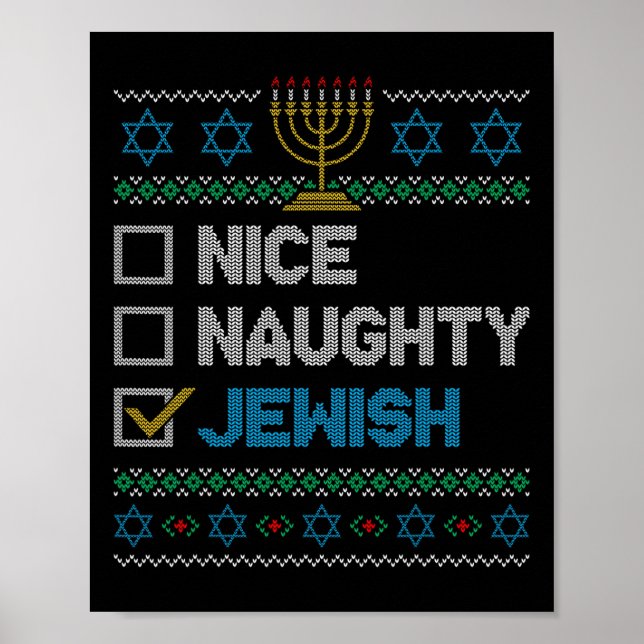 Poster Nice Naughty Juif Laid Noël Sweater Funny H (Devant)