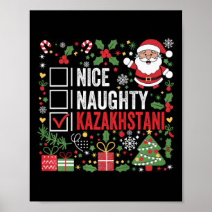 Poster Nice Naughty Kazakhstani Noël Santa Claus Kaz