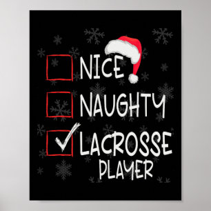 Poster Nice Naughty Lacrosse Liste des joueurs Noël Père