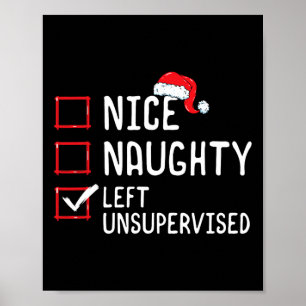 Poster Nice Naughty Laissé Sans Surveillance Liste De Noë