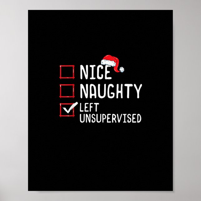 Poster Nice Naughty Left Unsupervised Christmas List   (Devant)