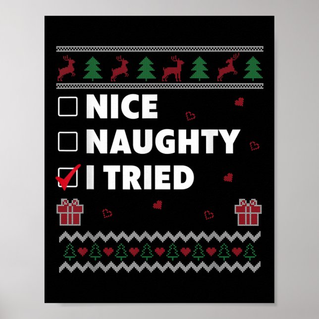 Poster Nice Naughty List Ugly Christmas Design Funny I Tr (Devant)