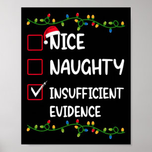 Poster Nice Naughty Manque de preuves Père Noël Noël