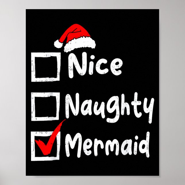 Poster Nice Naughty Mermaid Funny Christmas List Family M (Devant)
