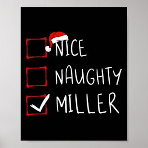 Poster Nice Naughty Miller Liste de Noël Xmas Père Noël C