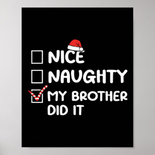 Poster Nice Naughty Mon Frère L'A Fait Liste De Noël Fami