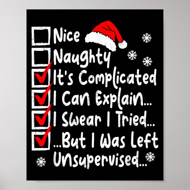 Poster Nice Naughty Multi Checklist Funny Christmas List  (Devant)