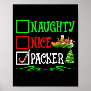 Poster Nice Naughty Packer Père Noël Liste de Noël