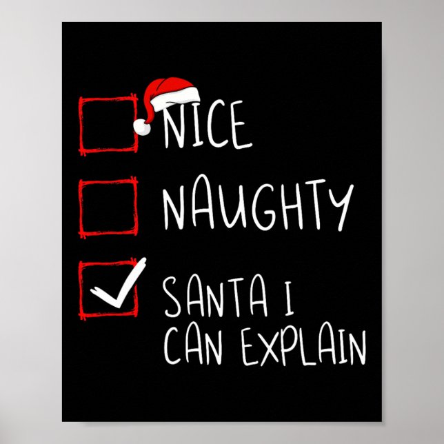 Poster Nice Naughty Père Noël Je Peux Expliquer La Liste  (Devant)