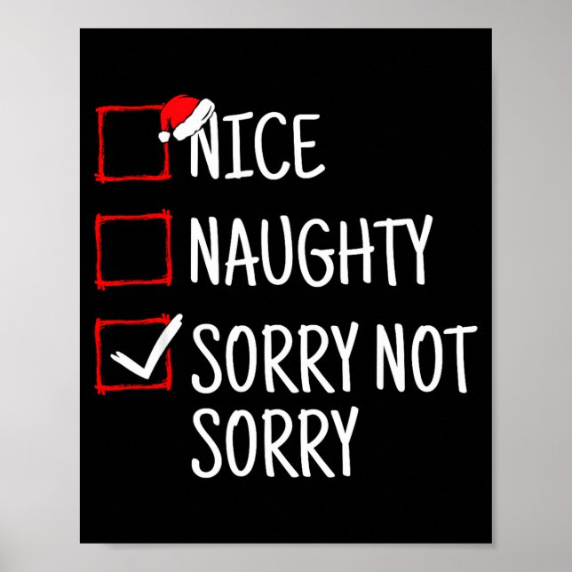 Poster Nice Naughty Sorry Not Sorry Funny Christmas  (Devant)