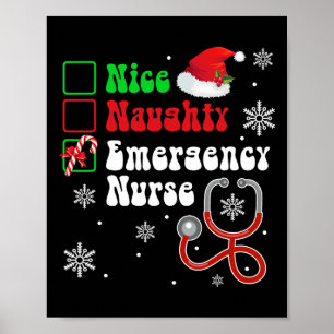Poster Nice Naughty Urgence Liste des infirmières Noël Pè